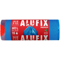 Worki na �mieci ALUFIX, z ta�m� �ci�gaj�c�, LDPE, 60l, 15 szt., niebieskie