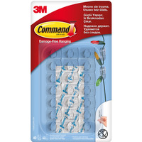 Haczyki COMMAND? (17026CLR40), do wieszania ozd�b, 40 haczyk�w i 48 mini pask�w, transparentne