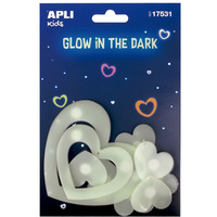 Naklejki �wiec�ce w ciemno�ci APLI, serca, 9 szt