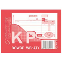 401-5 KP Dowód Wpłaty, A6 80 kartek, MICHALCZYK&PROKOP