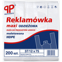 Reklam�wka SARANTIS, HDPE, HD maxi odzie�owa, 37/12/75 cm, 12 mikr., 200 szt., bia�a