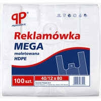 Reklam�wka SARANTIS, HDPE, mega, 40/12/80 cm, 14 mikr., 100 szt., bia�a