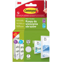Rzepy COMMAND? (17203WHI-12-PTGR-VP), do wieszania obraz�w, ma�e i �rednie, zestaw 4+8 par (24 rzepy), bia�e