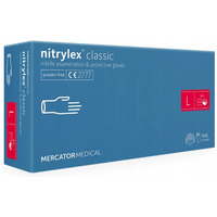 Rękawice nitrylowe bezpudrowe diagnostyczne MERCATOR, nitrylex classic, (100 szt.), rozmiar L, niebieskie