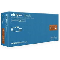 Rękawice nitrylowe bezpudrowe diagnostyczne MERCATOR, nitrylex classic, (100 szt.), rozmiar XL, niebieskie