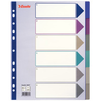 Przekadki plastikowe Multicolor PP, A4 Maxi - 6 kart Esselte, 20647 (X)