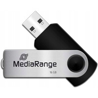 Pami Pendrive MediaRange 16GB USB 2.0, obracany, srebrno-czarny, MR910