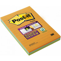 Bloczek samoprzylepny POST-IT Super Sticky XXL, w lini� (4645-3SSAN ), 101x152mm, 3x45 kart., paleta bankok, 3M-70005253383