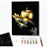 Malowanie po numerach BRUSHME, 40x50 cm, czarne p��tno, gold, z�oty owoc, 1 szt., w pude�ku