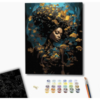 Malowanie po numerach BRUSHME, 40x50 cm, czarne p��tno, gold, morska nimfa, 1 szt., w pude�ku