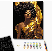 Malowanie po numerach BRUSHME, 40x50 cm, czarne p��tno, gold, ubrana w promie�, 1 szt., w pude�ku