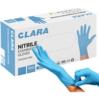 R�kawice nitrylowe bezpudrowe CLARA, 100 szt., rozmiar M, niebieskie