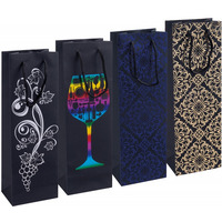 Torebka na alkohol DONAU HOME, laminowana, 12x35, 5x8cm, ca�oroczna, sznurek, mix wzor�w