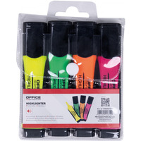 Zestaw zakre�laczy OFFICE PRODUCTS z gumowym uchwytem, 2-5mm, 4 szt., w etui, mix kolor�w