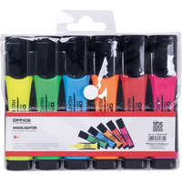 Zestaw zakre�laczy OFFICE PRODUCTS z gumowym uchwytem, 2-5mm, 6 szt., w etui, mix kolor�w