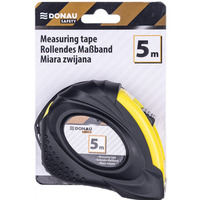 Miarka metalowa DONAU SAFETY, zwijana, 18mmx5m, blister, czarno-��ta