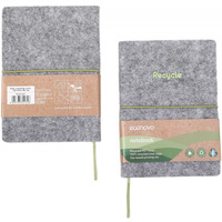 Notes ECONOVO, z recyklingu, ok�adka z filcu, w linie, 96 kart, 70gsm, szary
