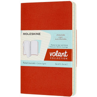 Zestaw 2 zeszyt�w MOLESKINE Volant, P, 9x14cm, w linie, 80 stron, coral orange/aquamarine