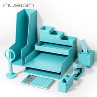 Zestaw na biurko Deli ENS003, 13 element�w, niebieski, ENS003BL