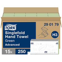 R�cznik sk�adny Advanced ZZ zielony 2 warstwy 3750 szt./kart H3 TORK 290179, 15x25