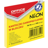Bloczek samoprzylepny 76x76 mm 1x100 kart. neon ��ty OFFICE PRODUCTS