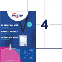 Holdery na identyfikatory A6 ze smycz�, 105 148 mm, 10 szt. + 3 ark./12 wk�ad�w 190 g/m, przezroczyste, 4834