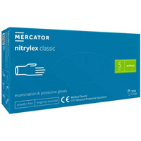 R�kawice nitrylowe bezpudrowe diagnostyczne MERCATOR, nitrylex classic, (100 szt.), rozmiar S, niebieskie
