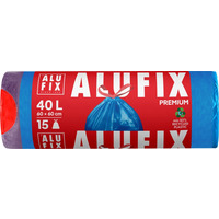 Worki na �mieci ALUFIX, ze �ci�gaczem, LDPE, 60x60cm, 40l, 15 szt., niebieskie