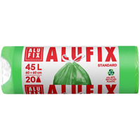 Worki na �mieci ALUFIX, ze �ci�gaczem, HDPE, 60x60cm, 45l, 20 szt., zielone