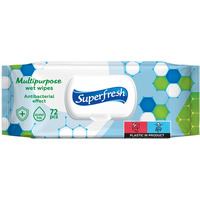 Chusteczki nawil�ane antybakteryjne SUPERFRESH, z klapk�, 72 szt