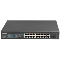 Prze��cznik Switch 16X100MB POE+/2XCombo niezarz�dzalny rack 19 cali Gigabit Ethernet 150W