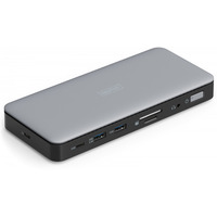 Stacja dokująca USB-C 11 portowa, max. 4K/60Hz z HDR, HDMI, DP, max. 3 monitory (MST), USB-C 3.2 Gen2, Gigabit Ethernet, SD/Micro SD, DC 150W
