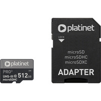 Karta pamici Micro SDhc + adapter 512GB class10 UIII A2 90MB/s Platinet PMMSDX512UIII