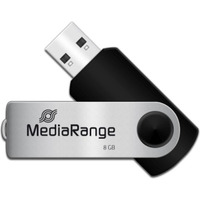 Pami Pendrive MediaRange 8GB USB 2.0, obracany, srebrno-czarny, MR908