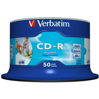 Pyta CD-R VERBATIM CAKE 52x (50) nadruk AZO Printable 700MB 43438