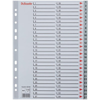 Przekadki plastikowe numeryczne A4 1-54 szare ESSELTE 100109