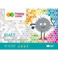 Blok rysunkowy biay A4, 100g, 20 ark, Happy Color HA 3710 2030-0