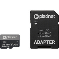 Karta pamici Micro SDhc + adapter 256GB class10 UIII A2 90MB/s Platinet PMMSDX256UIII