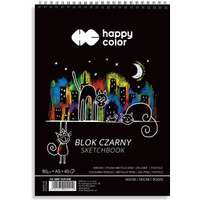 Blok czarny na spirali KOTY A5, 40 ark, 80g, Happy Color HA 3808 1520-K40