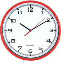 Zegar cienny plastikowy 25, 5 cm, czerwony z bia tarcz MPM E01.2478.20.A