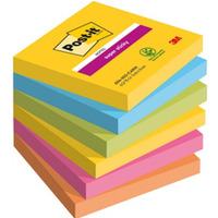 Bloczek samoprzylepny POST-IT Super Sticky, 76x76mm, 6x90 kart., CARNIVAL