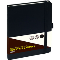 Notatnik GRAND z gumk A5/80 kartek, 80g/kratka, okadka czarna, 150-1381