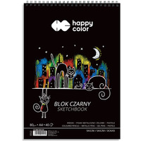 Blok czarny na spirali KOTY A4, 40 ark, 80g, Happy Color HA 3808 2030-K40