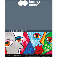 Blok MIX MEDIA, ART, A4, 25 ark, 200g, Happy Color HA 3720 2030-A25