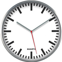 Zegar cienny aluminiowy 29, 5cm, srebrny z bia tarcz MPM E01.2483.7000