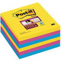 Bloczek samoprzylepny POST-IT Super Sticky w linie (675-SS6RIO-EU), 101x101mm, 6x90 kart., paleta Rio de Janeiro