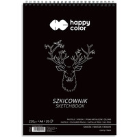 Szkicownik na spirali CZARNY A4, 20 ark, 220g, Happy Color HA 3822 2030-C20