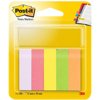 Znaczniki POST-IT (670/5), papier, 15x50mm, 5x100 kart., mix kolorw neonowy