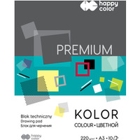 Blok techniczny PREMIUM kolorowy A3, 220g, 10 ark, Happy Color HA 3722 3040-09