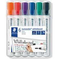 Marker Lumocolor do biaych tablic whiteboard, okrgy, 6 kol. (2, 3, 4, 5, 6, 9) w etui box, Staedtler S 351 WP6